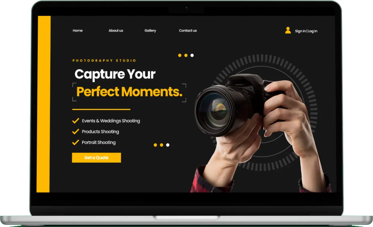 Sito web fotografi su laptop