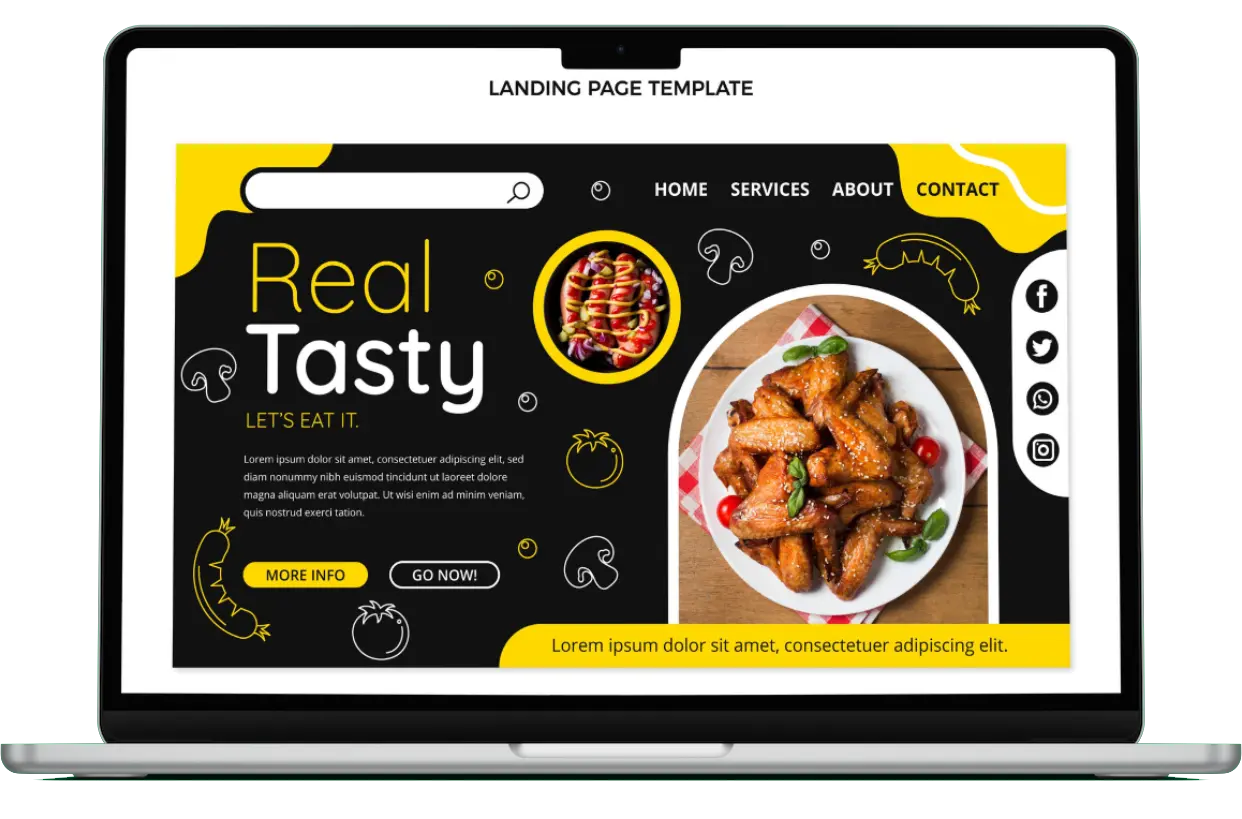 Sito web ristorante su laptop