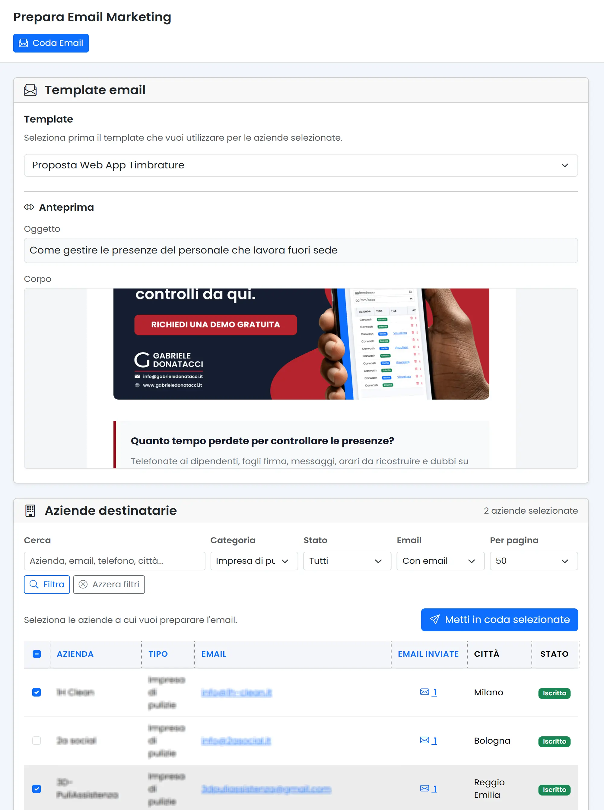 Coda delle email da elaborare