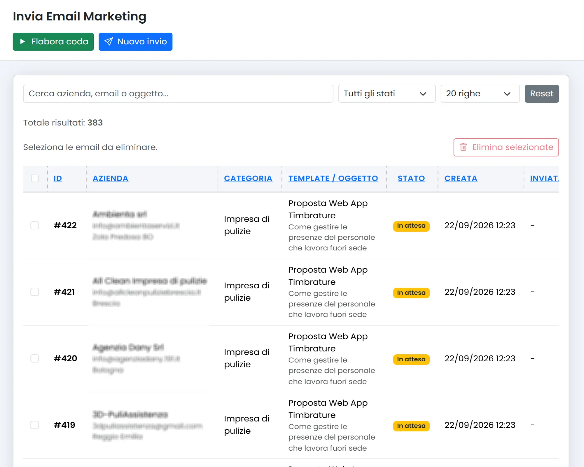 Elaborazione delle email in coda