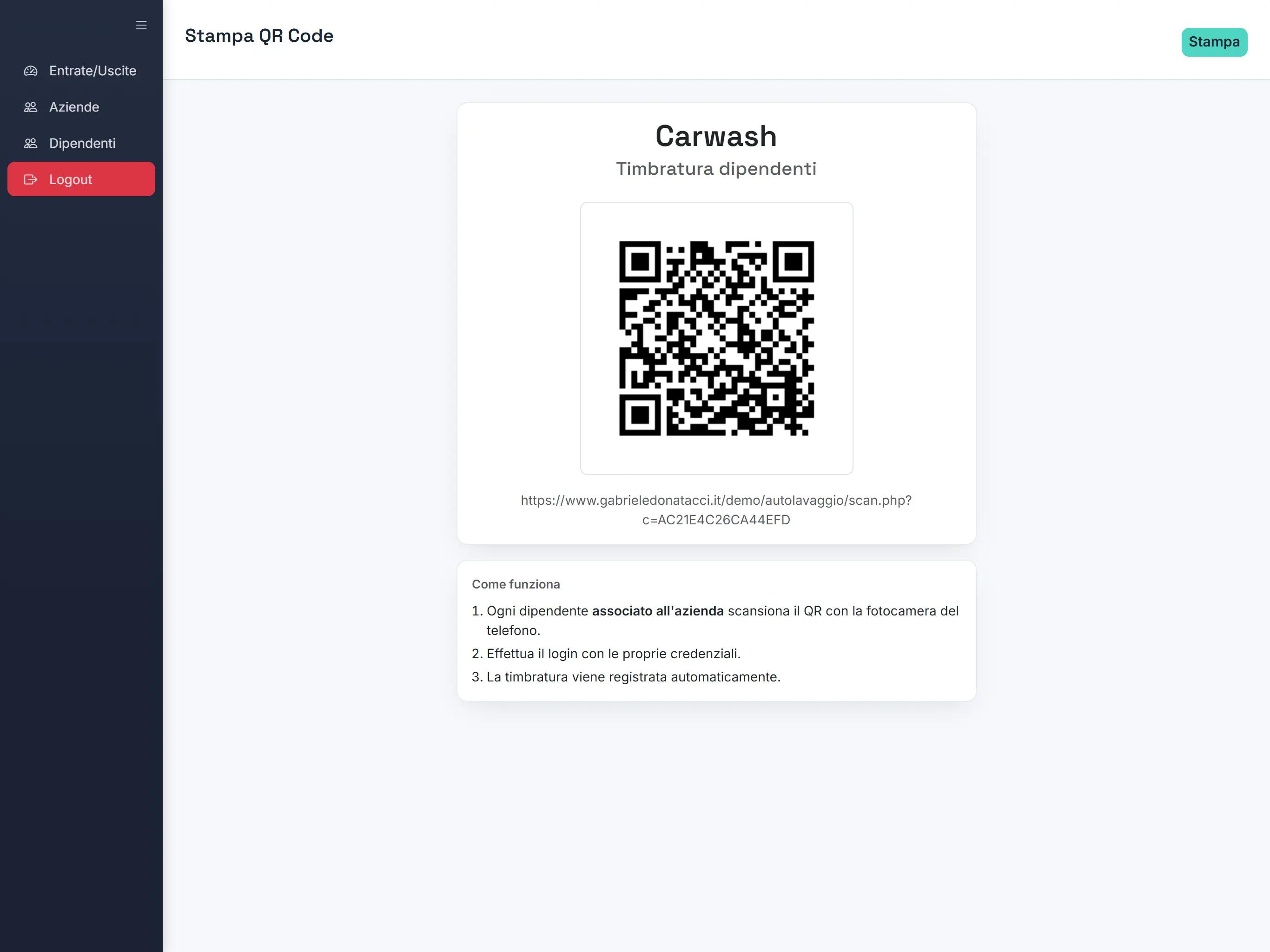 Generazione e stampa del QR Code aziendale